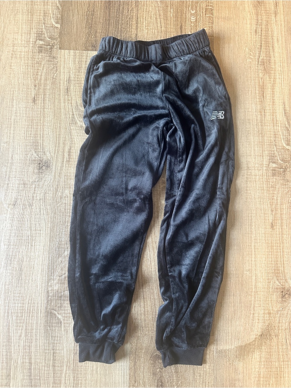 New Balance Kids Black Velour Joggers with NB Logo